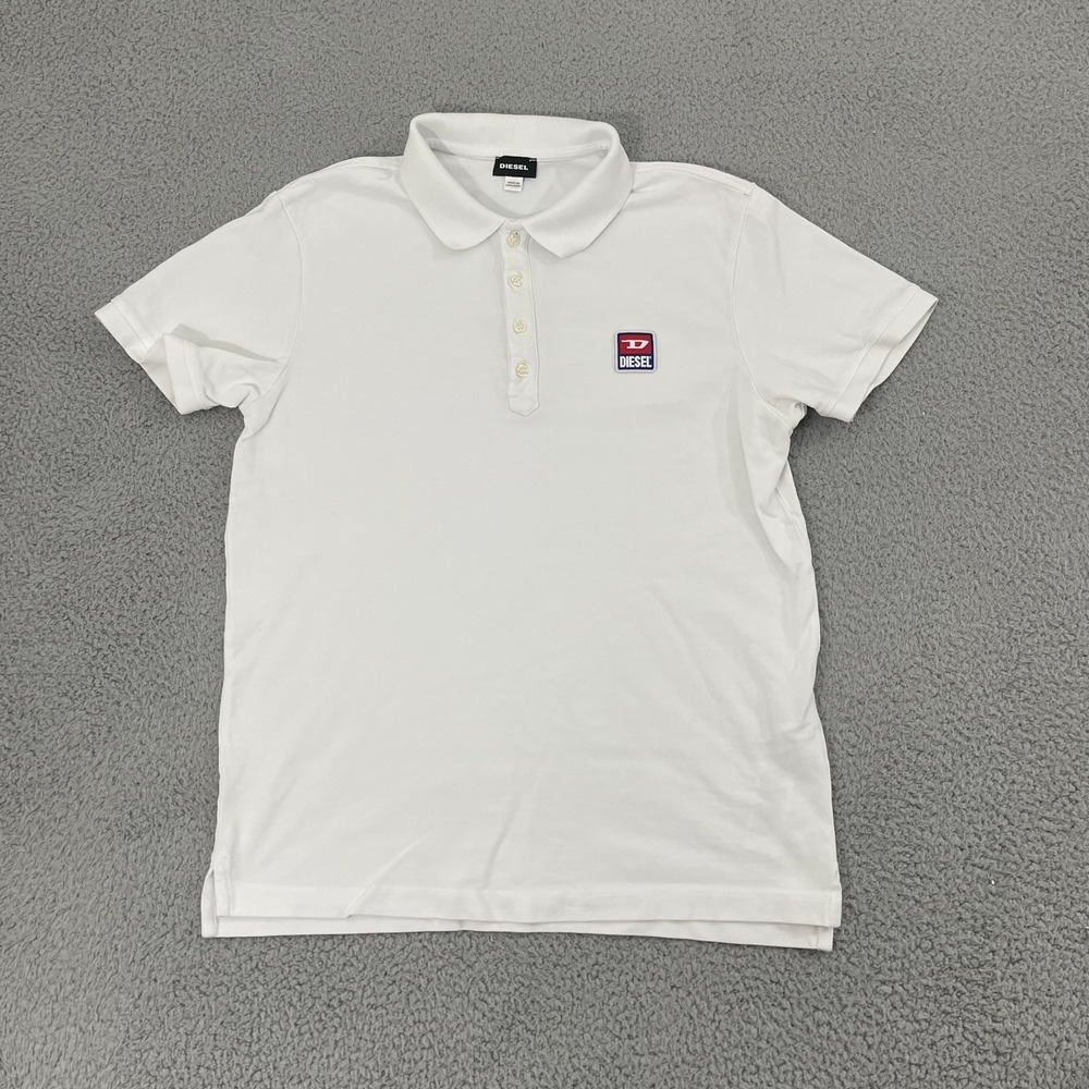 Diesel T-Kal-Patch Polo Men L (tagged XL) White Preppy Short Sleeve